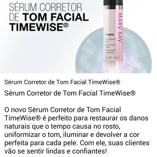 Sérum Corretor De Tom Facial Timewise por Fatima Leandro Consultoria de Beleza e Bem Estar
