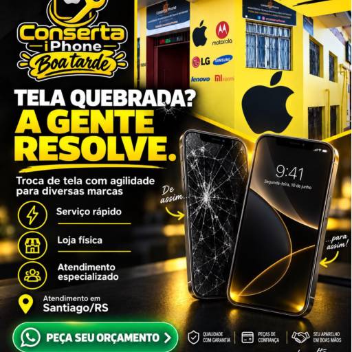 Troca de tela de celular em Santiago, RS