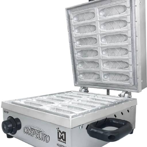 Máquina de Crepe Suíço Crepelito Inox, Profissional - Com 12 Cavidades - WSG Brasil