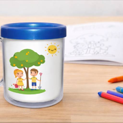Caneca Plástica com Imagem para Colorir