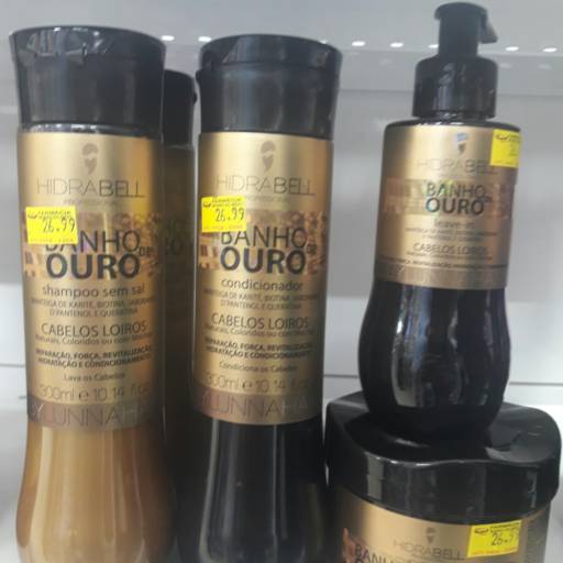 Comprar o produto de Kit HidraBell Balho de ouro para cabelos Loiros em A Classificar pela empresa Farmácia Morro do Meio em Joinville, SC por Solutudo