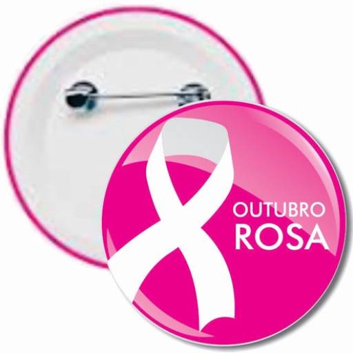 Bottons Outubro Rosa - Brindes - 3,5 cm - WSG Brasil