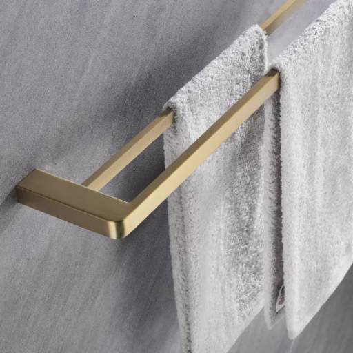 Porta Toalha Duplo Aco Inox 304 Lablanco 60cm Semi Round Gold Champagne Escovado