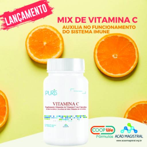 Mix Vitamina C Puris 1G 60 Caps em Itapetininga, SP por Coop Life Fórmulas
