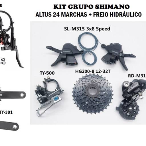 KIT GRUPO SHIMANO 24V ALTUS COM FREIO HIDRAULICO em Bauru, SP por Two Force Bike Shop