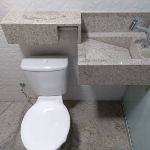 Pia de Banheiro no Granito Branco Siena por R.R Marmoraria
