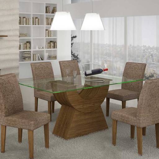 MESA RUFATO MALTA 1.80X90 WENG/VIDRO por Móveis Brasil