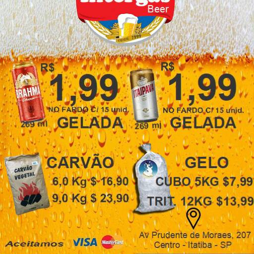 Comprar o produto de Disk cerveja gelada  em A Classificar pela empresa InterGás - Ultragás - Gás e Água em Itatiba, SP por Solutudo
