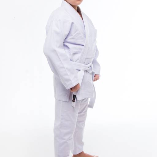 Comprar o produto de Kimono Judo  Infantil Branco tecido trançado  com faixa  em Artes Marciais e Boxe pela empresa Kimonos Honra em Foz do Iguaçu, PR por Solutudo