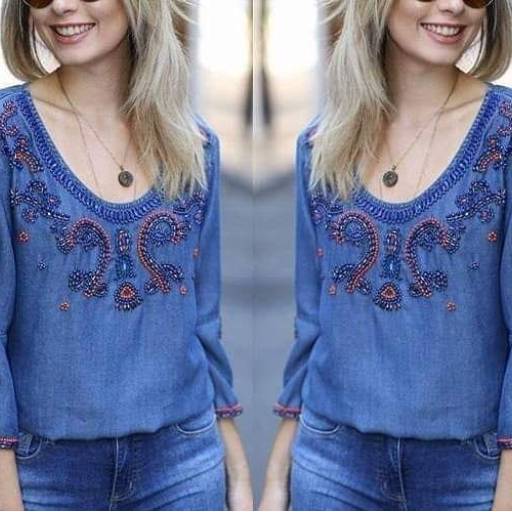 Bata Jeans Bordada c/ Miçangas (Disponível no Tamanho: 40/42) por Blessing Store 