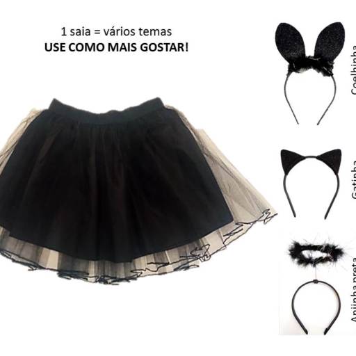 2924 - Saia tutu tule preta infantil - tamanho único em Tietê, SP por Fantasia & Folia
