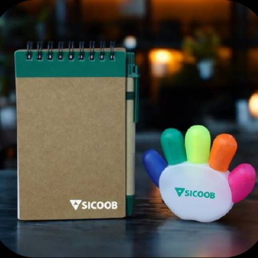 Kit Caderno e Marca Texto