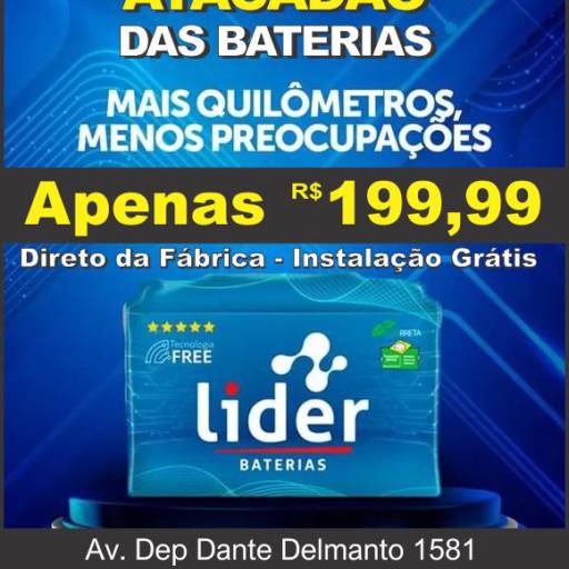 Bateria Líder nova com 12 Meses de Garantia em Botucatu, SP por Atacadão das Baterias