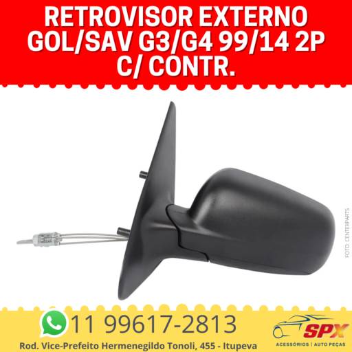 Retrovisor Externo Gol/Sav G3/G4 99/14 2P c/ contr. em Itupeva, SP por Spx Acessórios e Autopeças