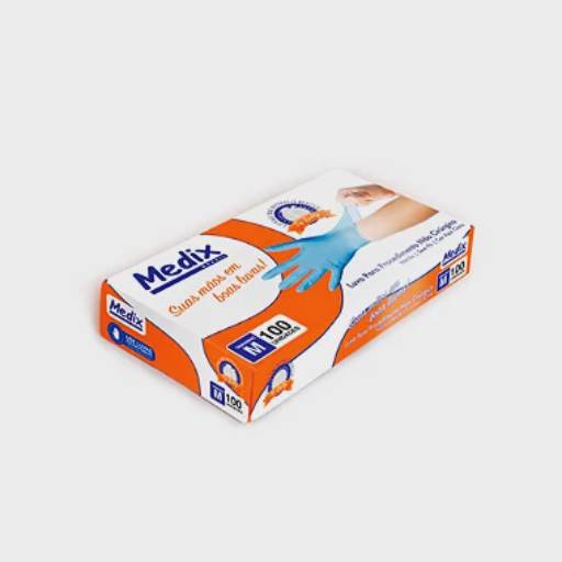 Luva Nitrilica Sem Pó Azul 100un | Medix
