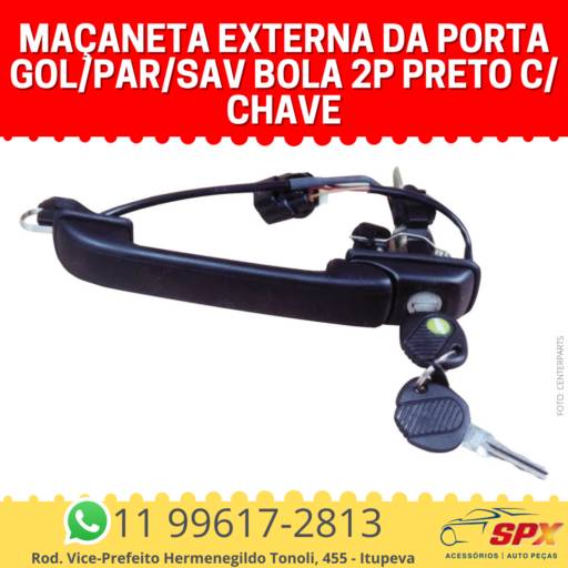 Maçaneta Externa da Porta Gol/Par/Sav Bola 2P Preto c/ Chave