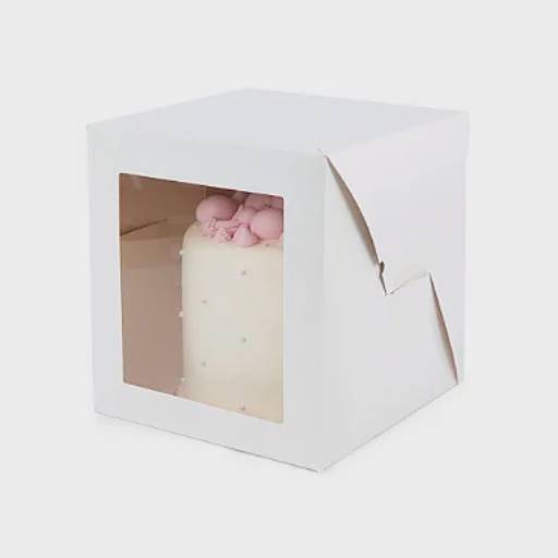 Caixa Branca para Bolo 23x23x25cm com Visor   | Cromus